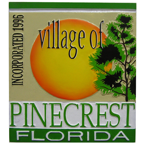 Village of Pinecrest FL Plaque