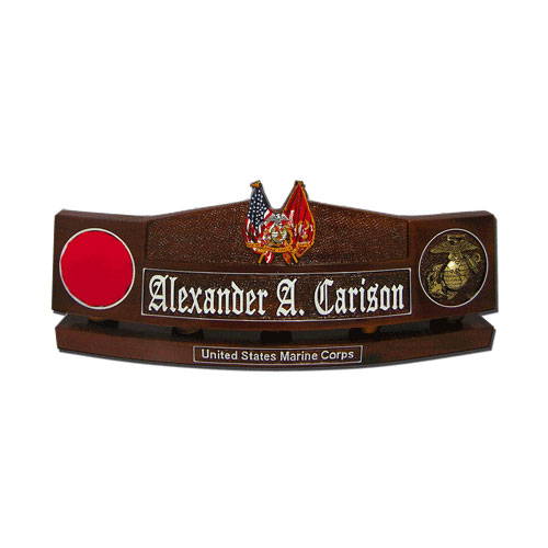 USMC Eagle Globe & Anchor with Flags Desk Nameplate Model 1