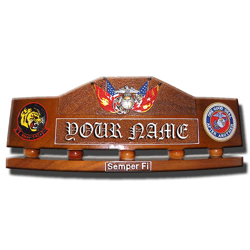 USMC Eagle Globe & Anchor with Flags Desk Nameplate Model 2