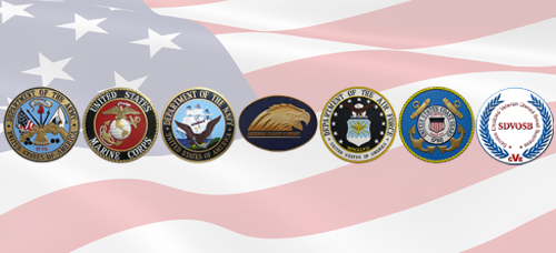 Military and SDVOSB Seals with Company Logo